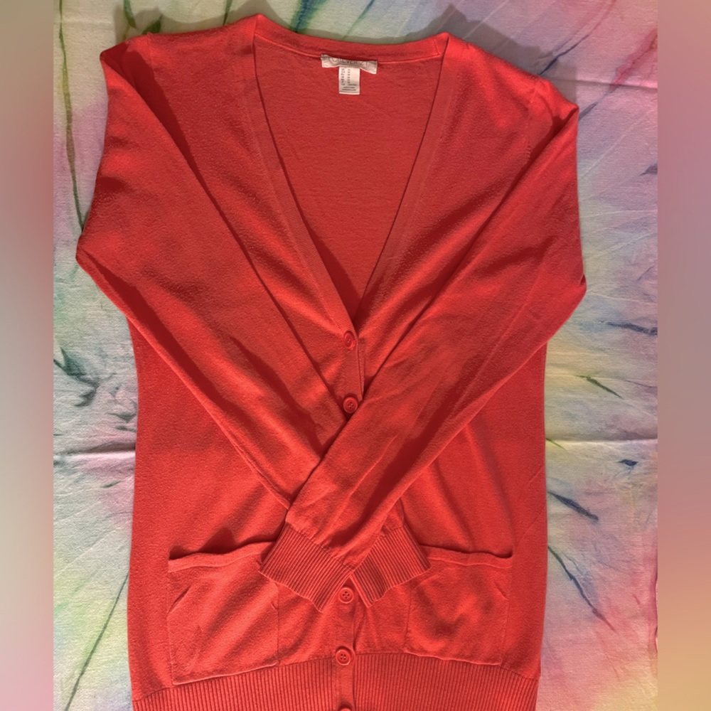Forever 21 Coral Cardigan W/Pockets- Medium